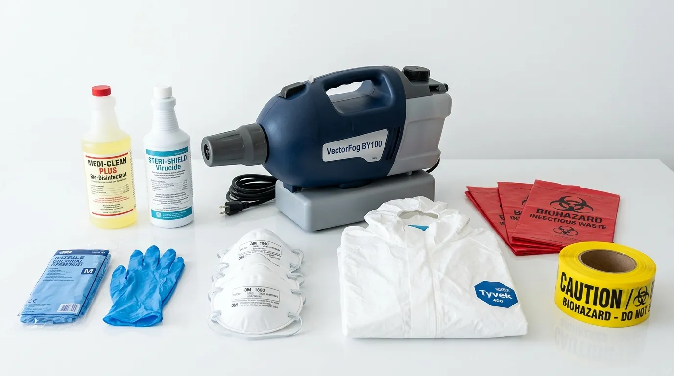 Professional biohazard remediation crew working in El Granada